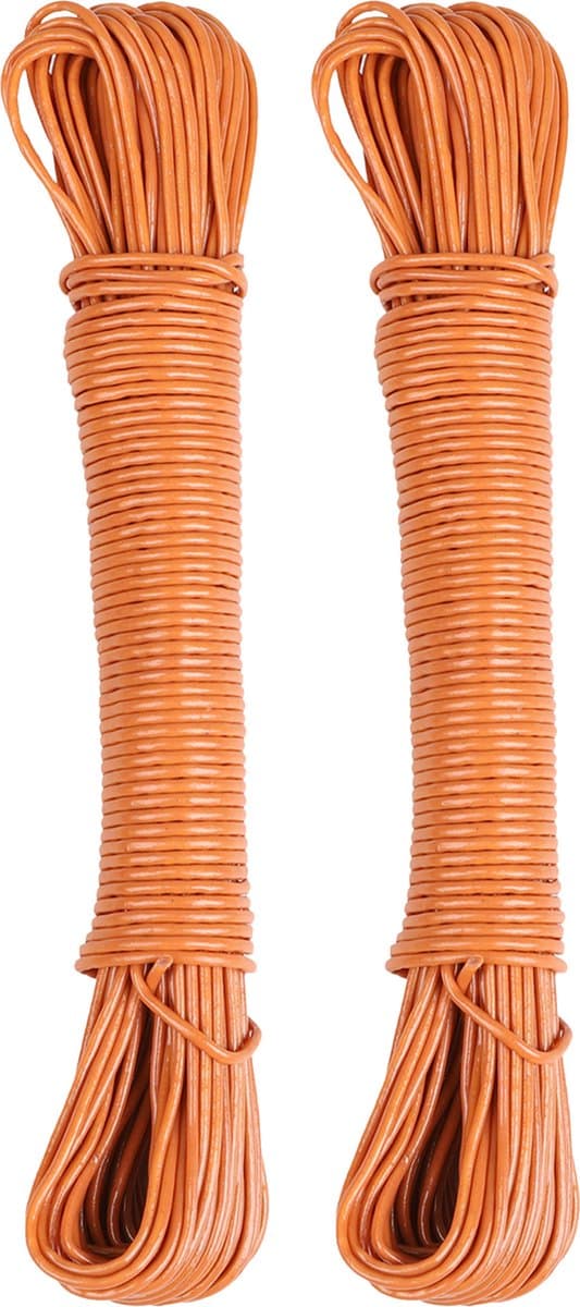 Urban Living Waslijn - 2x - 20 meter - PVC - terra - drooglijn / waslijndraad - wasgoed ophangen — afbeelding 1