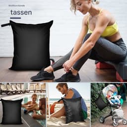 Waterdichte natte droge waszak, vuile waszak, reistas voor natte kleding met ritsen, stoffen luiertassen, multifunctionele waszakken, organizer, opbergtas voor badpakken, sportschool (1 stuk,24 x 32 inch) - zwart - L - 60x80cm — thumbnail 3