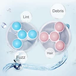 4 stuks - Wasmachine filterzakken - Wasmachine haarfilterzakken - Wasmachine pluizenverzamelaar - Herbruikbaar - Voorkomt verstoppingen in de afvoer van de wasmachine - Blauw en roze — thumbnail 3