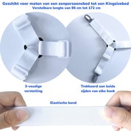 Dutchers® 2x Lakenspanners - Lakenspanner - Dekbedspanners - Dekbedclips - Dekbed Klemmen - Tafelklemmen - Bedbetrels - Verstelbare Elastische Lakenhouders - Overtrekspanners - Universeel - Wit — thumbnail 4