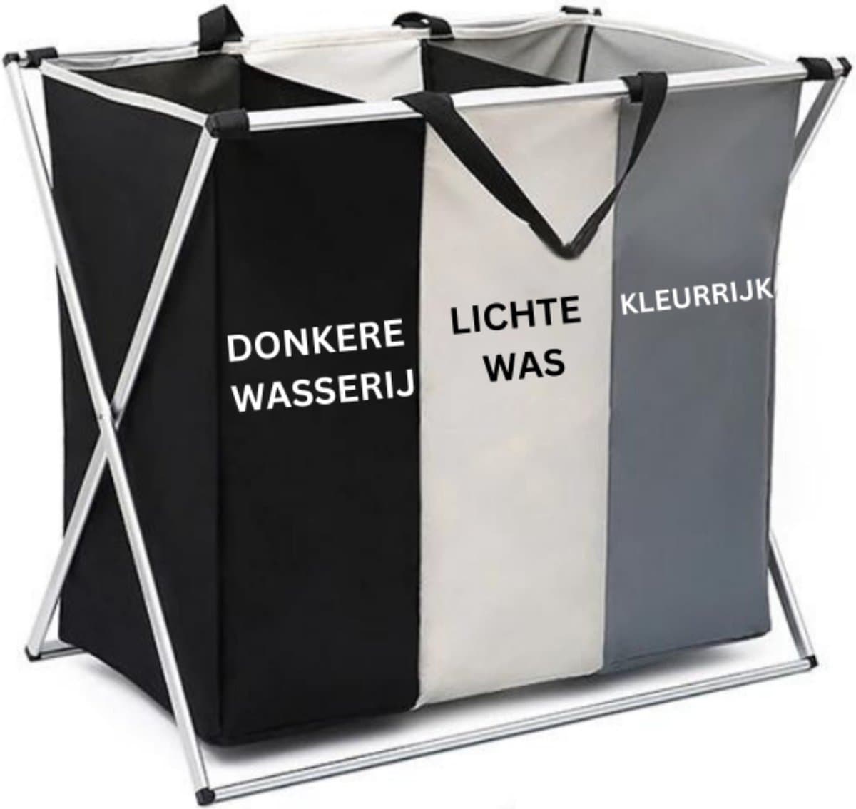 Wasmand 3 Vakken - Wassorteerder - Wasmand - Wasmand Voor Vuile Kleren - Inklapbare Mand — afbeelding 1