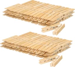 Wasknijpers - 120x - bamboe hout - 7 cm - wasspelden - knijpers - was ophangen — thumbnail 4