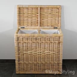 Wasmand - Duo - Naturel - 2 vakken - 67x35xH65 - Riet - Rotan - Rechthoek — thumbnail 3