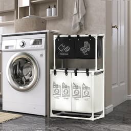 Wasmand 4 vakken - Dubbellaags wassorteerder - 210 l — thumbnail 5