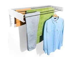 Bodo Droogrek Inklapbaar - Wanddroogrek - 80 cm - Inclusief Boormal - Vernieuwd 2025 Model - Wasrek Hangend - Uitklapbaar - Muur - Ophangbaar - 4m Drooglengte - Wit — afbeelding 1