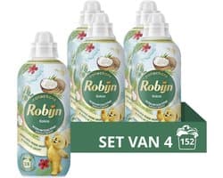 Robijn Wasverzachter - Kokos - 4 flessen - 156 wasbeurten - Voordeelverpakking