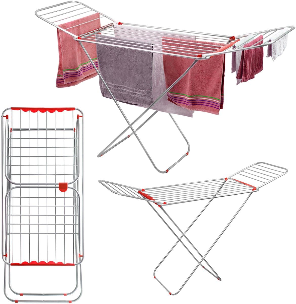 KADAX Wasrek, uittrekbaar, binnen en buiten, staand droogrek met vleugels, met 18 m drooglengte, tuin, balkon, terras, huis, inklapbaar, aluminium, stabiel, licht — afbeelding 1