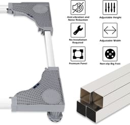 Wasmachine Verhoger met 4 Wielen - Verstelbaar Wasmachine Opbouwmeubel - Wasmachine Sokkel - Ook voor Droger, Koelkast — thumbnail 3