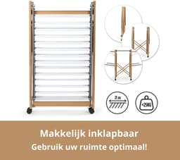 Vitapur Wasrek - Droogrek - Kledingrek - Droogrekken - Wasrek Inklapbaar - Inklapbaar Droogrek - 21 meter drooglengte - Verrijdbaar - Houtlook - Zwart — thumbnail 5