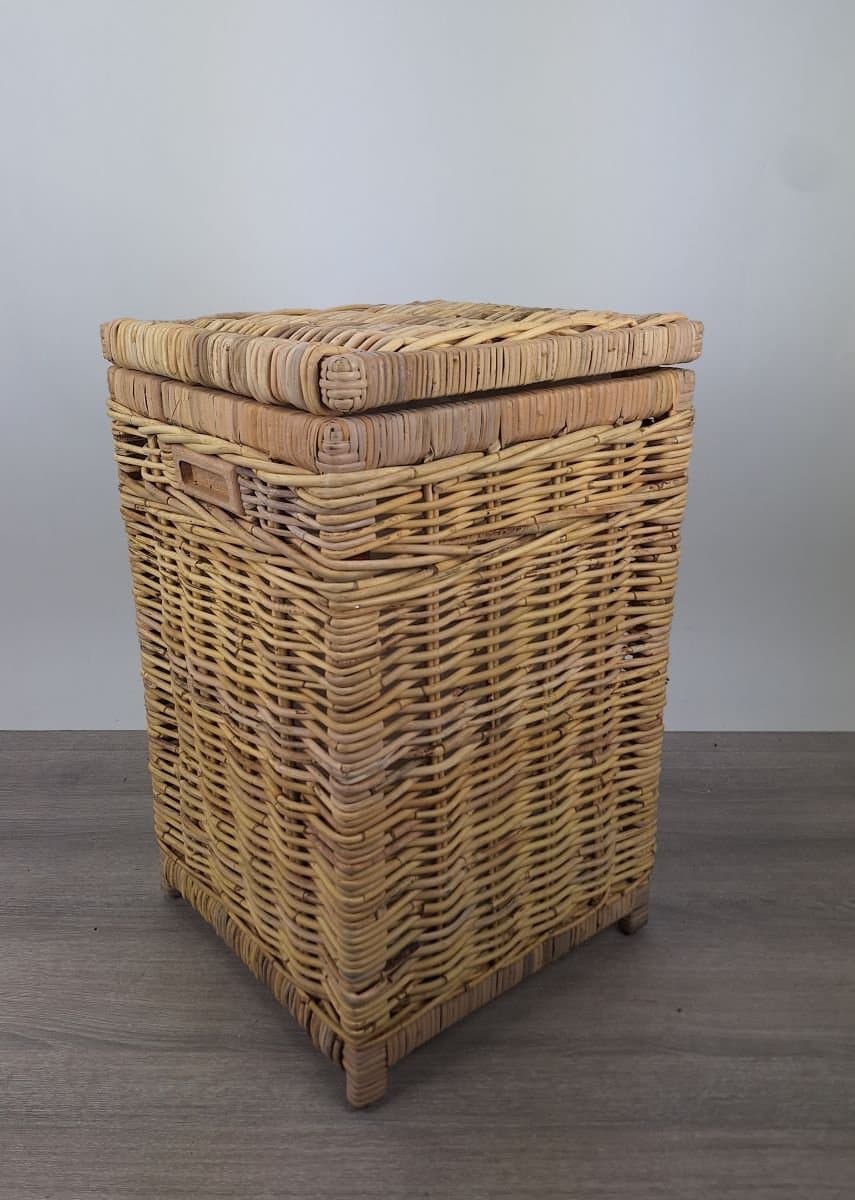 MigoStyling - Wasmand - Vierkant - Met deksel - 40x40x65 - Riet - Rotan - Naturel — afbeelding 1
