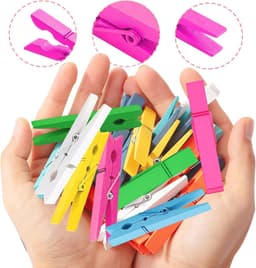 Kleurige houten wasknijpers - 50 stuks van 7,2 cm - Ideaal voor foto's en knutselprojecten — thumbnail 2