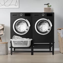 Wasmachine-onderkast, dubbel, 127 x 54,5 x 37 cm, met uittrekbaar legplankje, in het zwart ML-Design — thumbnail 5