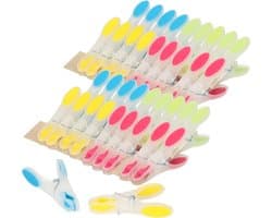 Wasknijpers soft grip - 60x - kunststof - 8 cm - wasgoed knijpers