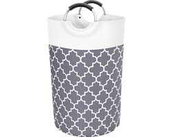 Wasmand - Grote wasmand - Opvouwbare wasmand - Waszak - Stoffen wasmand voor badkamer, slaapkamer & wasruimte - Grijs - 115 L
