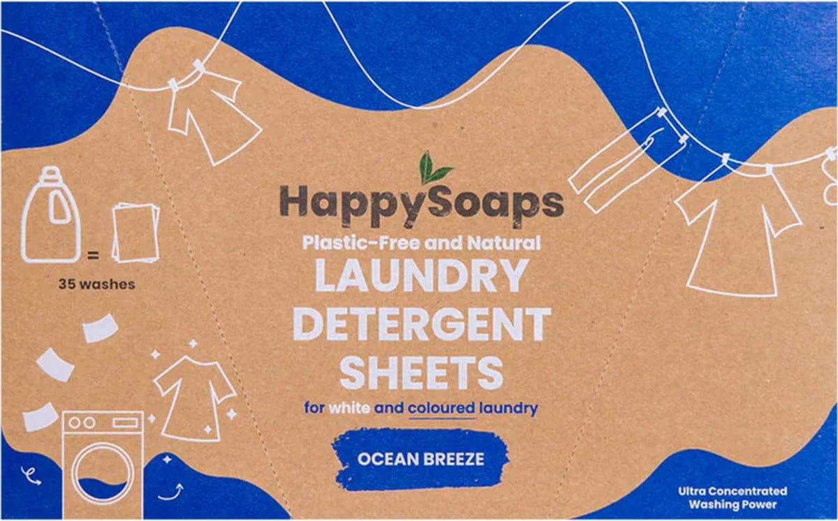 Laundry Sheets HappySoaps - Wasstrips - Wasmiddeldoekjes - Gekleurde en Witte Was - 35 stuks — afbeelding 1