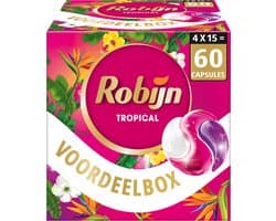 Robijn Wasmiddel - 3-in-1 Wascapsules - Color Tropical - Wasmiddel - 4 x 15 stuks - 60 Wasbeurten
