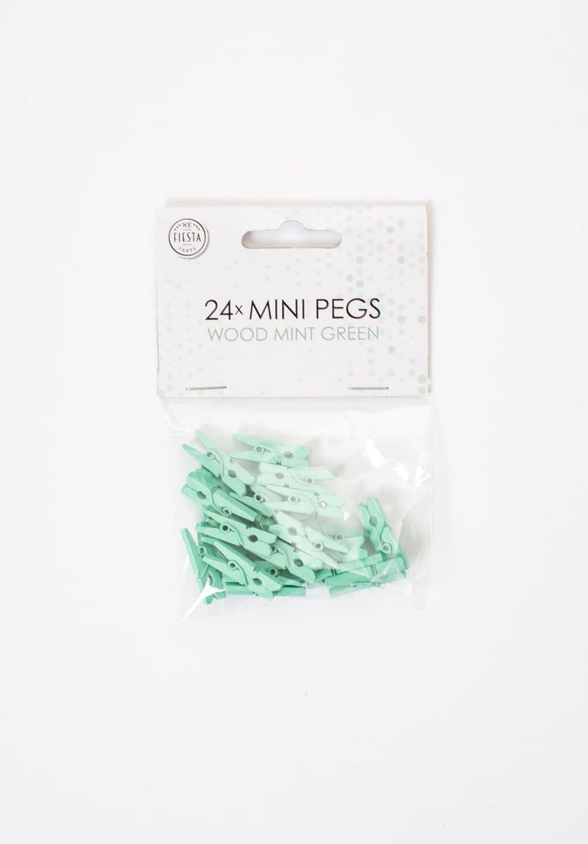 48 Mini houten knijpers Mint Groen - Feest Thema Polaroid Foto Ophangen Klein Knijper — afbeelding 1