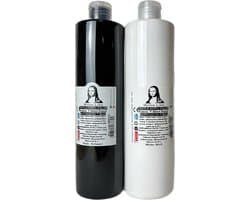 Südor Textielverf set 2 x 500 ml (zwart-wit). Wasbestendige textielverf voor lichte stoffen. Wasmachinebestendig, wasbestendig. Fixatie door strijken