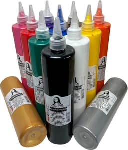 Südor Textielverf set 12 x 500 ml. Wasbestendige textielverf voor lichte stoffen. Wasmachinebestendig, wasbestendig. Fixatie door strijken (Kleuren: wit, zwart, rood, blauw, geel, groen, roze, paars, goud, zilver,oranje,bruin) — thumbnail 5