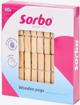 Wasknijpers | Hout | 40 stuks - Sorbo — thumbnail 2