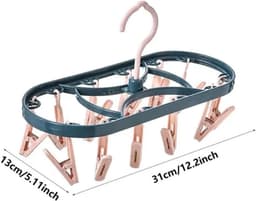 Kledingrek - droogrek - sokkenrek - 12 klemmen - 360° draaibaar - afneembare klemmen - geschikt voor opbergen - drogen van sokken en ondergoed - geel - 31*13 cm — thumbnail 2