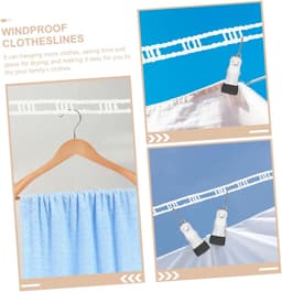 Waslijn Set - Kledinglijn Touw - Buiten Drogen - Windproof Antislip - 2 Stuks - Wit — thumbnail 3