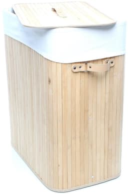 Fabono-Bamboe Wasmand 105 Liter met 2 Vakken – Grote Wassorteerder met Deksel & Linnen Waszakken – Rechthoekige Wasbox met Handgrepen voor Badkamer en Wasruimte — thumbnail 5