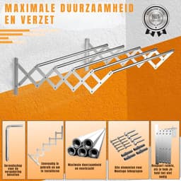 Core® Wanddroogrek Inklapbaar - Wanddroogrek - Zilver - ‎80cm x 100cm x 15cm — thumbnail 2