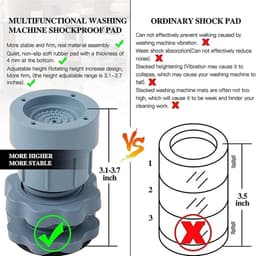 Wasmachine Voetkussens - Wasstandaard Dempers - Trillingen Dempen - Verstelbare Hoogte - 4 stuks - Grijs — thumbnail 4