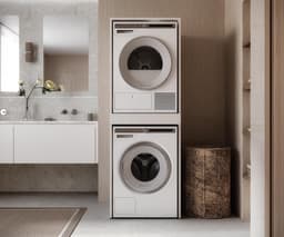 Badkamerkast - Wastoren Kast - Wasmachine Opbergen - Uittrekbaar Werkblad - 187cm Hoog - Wit — thumbnail 2