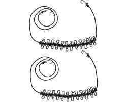 Waslijnen Set - Reis Waslijnen - Kleding Drogen - Verstelbare Clips - 2 Stuks - Zwart