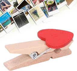 Hart houten wasknijpers rood hart ontwerp houten clips, 50 stuks, mini decoratieve wasknijpers voor doe-het-zelf maken, feestrekwisieten, fotoclipslogmateriaal, 6,5 cm — thumbnail 1