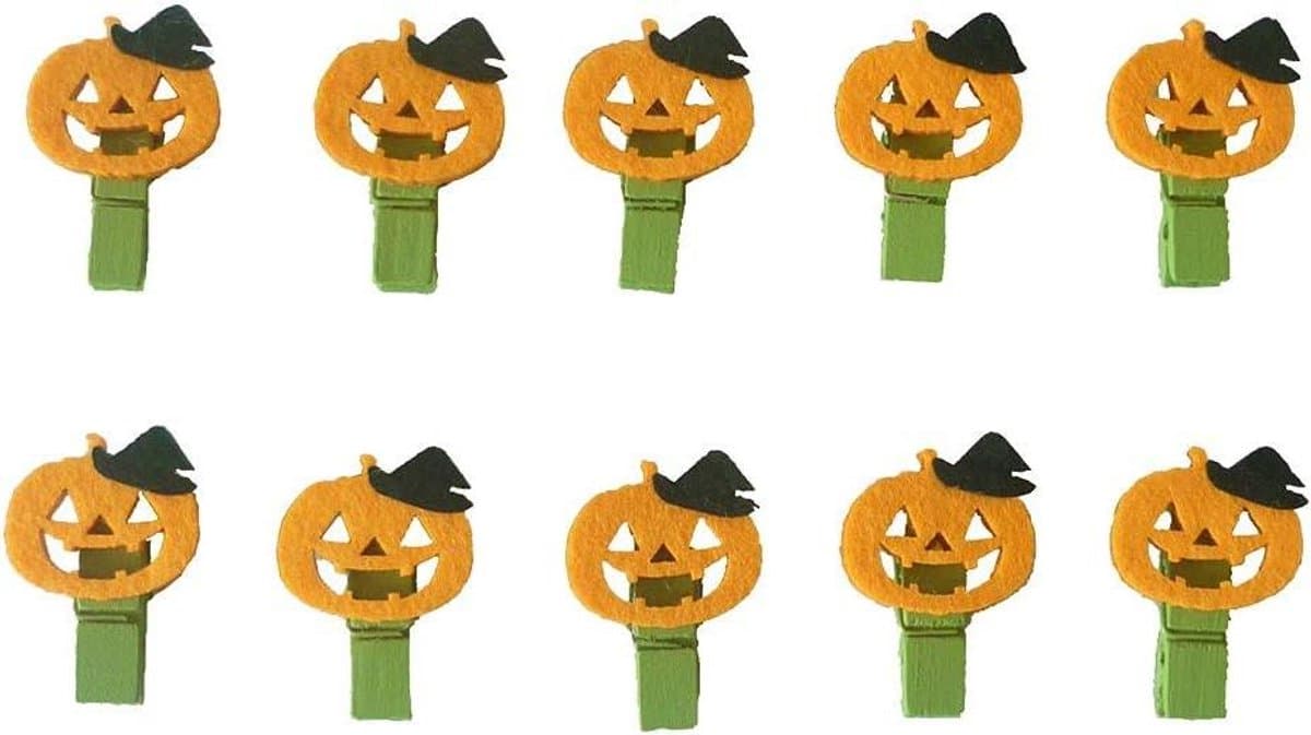 Houten Clips - Pompoen Pinnen - Berichten Tonen - Fijne Afwerking - 10 Stuks - Oranje — afbeelding 1