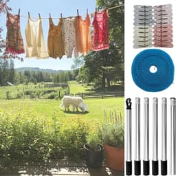 Waslijn Steun - Waslijn Paal - Buiten Kleding Drogen - Uitschuifbaar Ontwerp - 220 cm - Zilver — thumbnail 4
