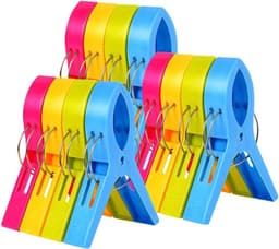 Grote Wasknijpers, 12 Stuks Handdoekclips van Plastic, Ideaal voor Strandstoelen en Wasgoed, Houdt Handdoeken op hun Plaats tegen de Wind — thumbnail 1