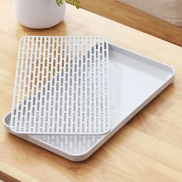 Keukenafvoersysteem met lekbak, multifunctioneel droogrek voor borden en bestek, 31x17 cm, wit, 1 stuk — thumbnail 1