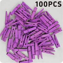 Mini Houten Clips - Kleine Knijpers - Decoratie en Organisatie - Natuurlijke Houtconstructie - 100 Stuks - Paars — thumbnail 4