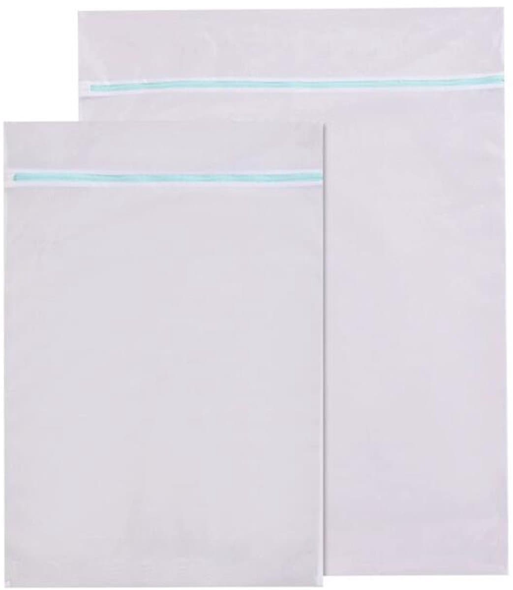 Waszakken - 2 Stuks - Wasnetten - Polyester - Bescherm je Wasgoed en Wasmachine - Waszakjes met Rits - Grote waszak - Laundry Bag - Wasnetje - Wassorteerder - Reisorganisator - Geschikt voor gordijnen, lakens en jassen - 60*80cm+90*110cm - Wit — afbeelding 1