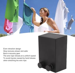 Uittrekbare Waslijn - Drooglijn Balkon - Kleding Drogen - Robuuste Belasting 20kg - 42 m - Koel Zwart — thumbnail 2