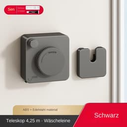 Uittrekbare Waslijn - Wand Waslijn - Ruimte Besparen - Sterk Draagvermogen - 20 kg Capaciteit - Zwart — thumbnail 3