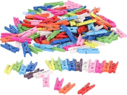 Houten Was Knijpers - Kleine Kledinghangers - Knutselen en Decoreren - Natuurlijk Hout Materiaal - 100 Stuks - Vrolijke Kleuren — thumbnail 4