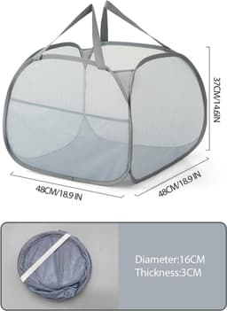 Opvouwbare wasmand, pop-up wasmanden, waszak, wasmand voor vuile was met handvat voor badkamer, slaapkamer, wasruimte, kinderkamer en op reis, grijs — thumbnail 5