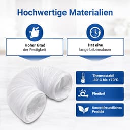 Drain Slang voor Droogtrommel 1 m 150 mm PVC Wit - Flexibele Ventilatie Slang voor Airco en Afzuigkap — thumbnail 4