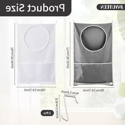 Hanging waszakken set van 2, 77x50cm, wasmanden voor het ophangen van kleding, inclusief roestvrijstalen en zelfklevende haken voor thuisgebruik — thumbnail 5