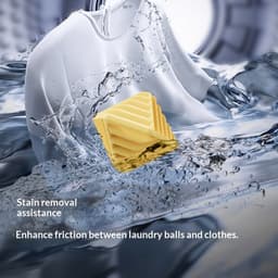Wasbollen voor wasmachine - Set van 6 Herbruikbare Wasdrogersballen – Anti-Klit & Anti-Statisch – Zacht voor Textiel – Blauw|Paars|Geel – 5.8x5.8x5.8cm — thumbnail 5