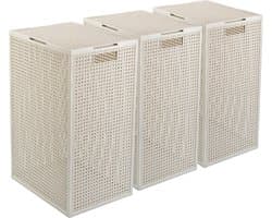 Curver Kaya Wasmand met deksel - 60L - 3 stuks - 38x29x58,5 cm - Wit
