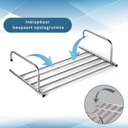 HEZIVO® Wasrek Hangend Trapgat - Droogrek Ophangbaar - Voor Radiator, Deur, Balkon - Uitschuifbaar 42-73 cm — thumbnail 3