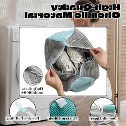 Schoenenwaszak met rits voor complete reiniging in de wasmachine, geschikt voor alle soorten schoenen, microfiber en 360 graden bescherming — thumbnail 4