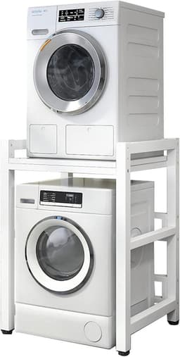 Wasmachine Standaard - Droger Rek - Apparaten Plaatsen - Stapelbaar Verstelbaar - 400 kg Draaglast - Zilver — thumbnail 1