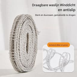 Draagbare Waslijn - Reis Waslijn - Kleding Drogen - Windproof Ontwerp - 5 Meter - Grijs — thumbnail 2